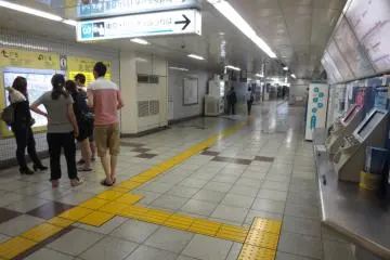 Ticket machines and helpful signs
