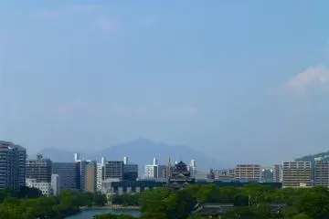 The terrace deck also offers a great view of Hiroshima Castle