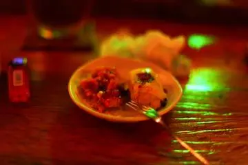 A hand made dish of chicken breast and salsa—absolutely stunning