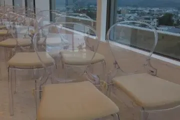 Glass chairs with a great view