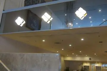 Elegant decoration surrounds the stairway up to the banquet hall