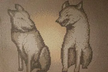 Lukisan anjing Akita di Dinding