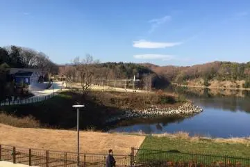 Lake Miyazawa is the centerpiece of the village.