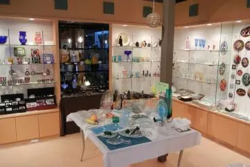 Some of the beautiful glass pieces on display, made by the head priest