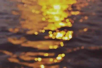 Détail du coucher de soleil projeté sur le gratte-ciel et l'eau
