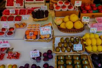 Fresh fruit outside east exit