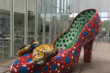 A shoe by Japanese artist Yayoi Kusama