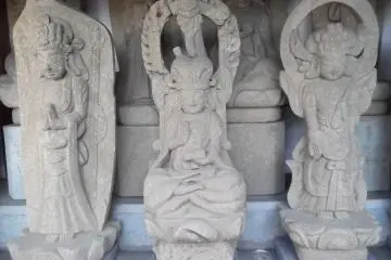 All the statues have different poses and attitudes