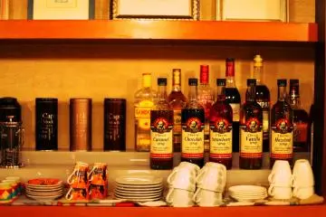 A wide variety of syrups for an indulgent drink