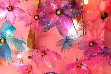 Sakura installation above the bed