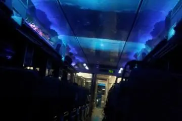 The carriage lit up during one of the many tunnels