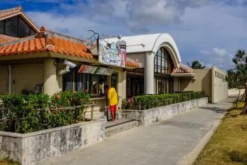 Kiosks provide refreshments at either end of the beach.
