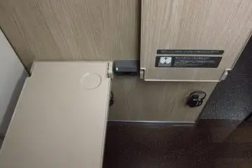 <p>when its lifted down</p>