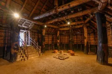 Inside one of the huts at the Sannai Maruyama Jomon historical site