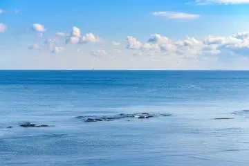 Looking out over the coast from the Donan Isaribi Railway in Hokkaido