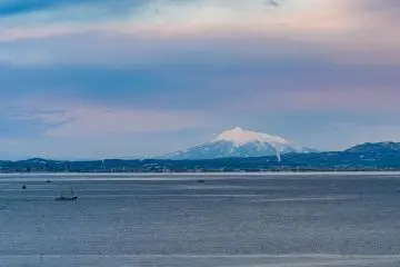 Mt Iwaki across Aomori Bay from Asamushi Sakura Kanko Hotel