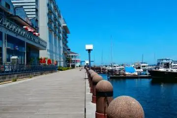You can walk out on the deck next to the mall