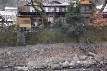 The guesthouse seen from across the river