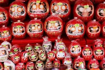 darumas of different size, and color waiting for a new home.