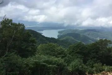 Lake Nojiri and the surrounding mountains.