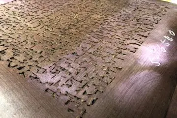 Finely hand-cut washi stencils are used to print Edo-Komon 