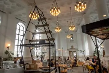  A view of the entrance from inside this Café shows just how spacious everything is