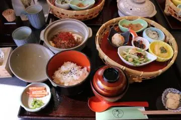 Delicious lunch at Mameraku, a restaurant at Ozawa Sake Brewery.
