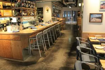 Counter seats reminiscent of Spanish seaside bars