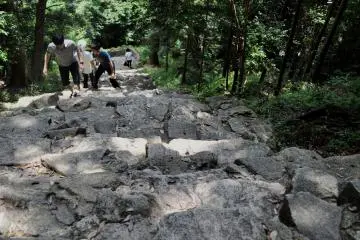 The route is very steep and the steps are uneven