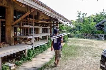 Artisans can be seen working throughout the village