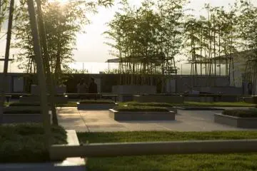 The roof offers viewing windows over the city and a minimalist garden that's really enchanting at sunset.