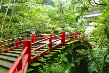 Red bridge toward Sanmon Gate