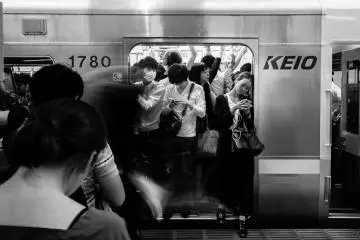 Of course, Tokyo "should" be simplified… at first. The amount of people, the energy, the summer heat, the lack of eye contact, the constant smoke break that inserted a light haze into the piercing light — everything, everything fascinated me in an unprecedented way and I kept taking photo after photo. 