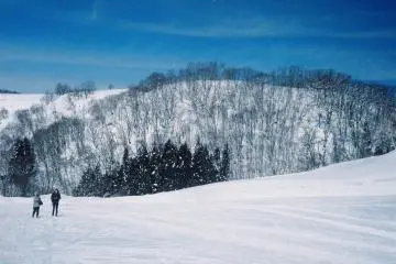 The deep, blue sky sat quietly on top of the snowy mountain of Nagoya.