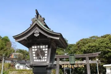 Wooden lantern at the entrance of Shiogama Shrine