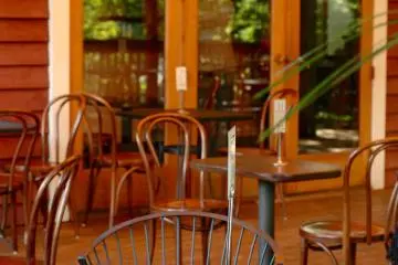 Relax at the riverside deck. 