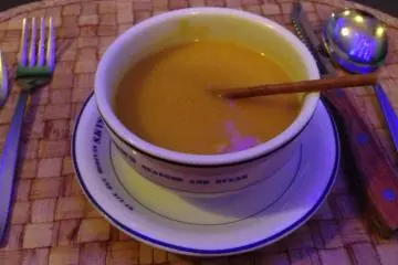 <p>Sam's homemade soup is a delictable blend of curry and pumpkin</p>
