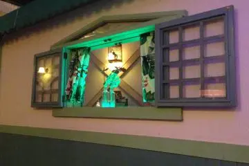 <p>The kitchen is behind these shudders, but it's a reflection you'll see as this window is really a mirror</p>