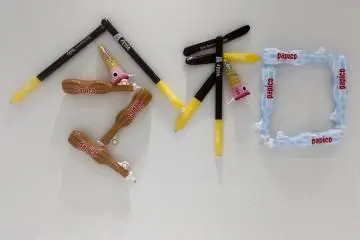 Inflatable sweets toys spell out Riewa era name
