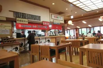 Cafe is right by the entrance/exit