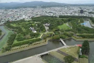 Views of the star shaped fort from Goryokaku Tower