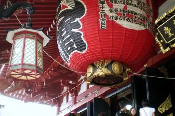 Sensoji Temple side view, with the impressive red lantern