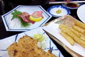 Whale meat in the upper left