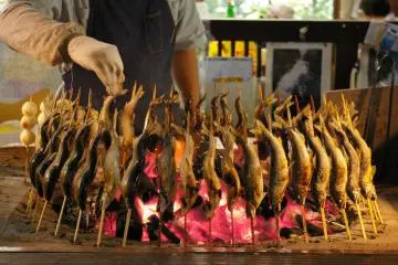 Salted and grilled ayu is a summer staple