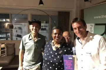 Good friends, new and old (left to right: Mike Kato FRSA, Lolita Jackson FRSA, Take Kamio FRSA, and Christian Schmitz)