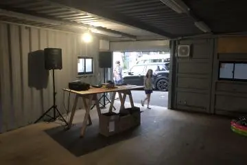 Inside, waiting for the DJ
