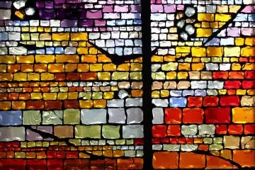 Stained glass wall of Enoshima Daishi