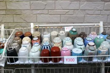 Some inexpensive pottery available outside the shop