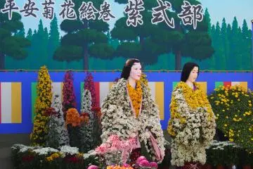 A unique way to display Japan's national flower (Photo: <a href="https://commons.wikimedia.org/wiki/File:Takefu_Chrysanthemum_Doll_Festival_2015-01.jpg" target="_blank" rel="noreferrer noopener nofollow">TR15336300101 / CC BY-SA 4.0</a>)