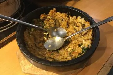 Bibimbap in a stone bowl